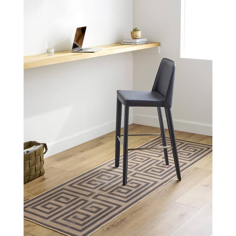 Livabliss Bohemian & Eclectic Ez Jute Graphic Washable Area Rug - 2'6" x 8' - Tan/Black
