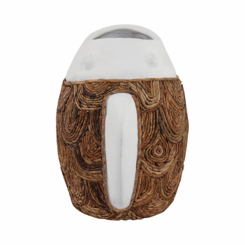 Pottery Terracotta Decorative Vase with Woven Banana Fiber Detailing