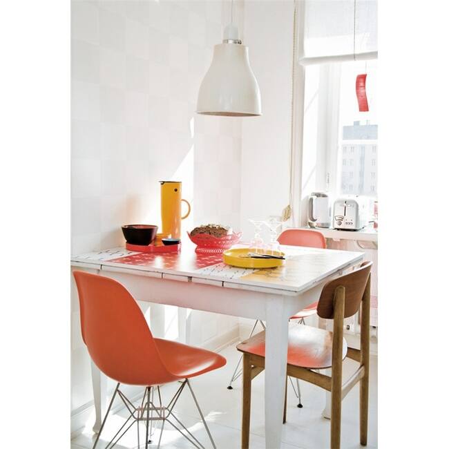 Set of 2 Modern Colorful DSW-Style Armless Dining Chairs – UV‑Resistant Molded Plastic Shells on Chrome Eiffel Legs for Kitchen
