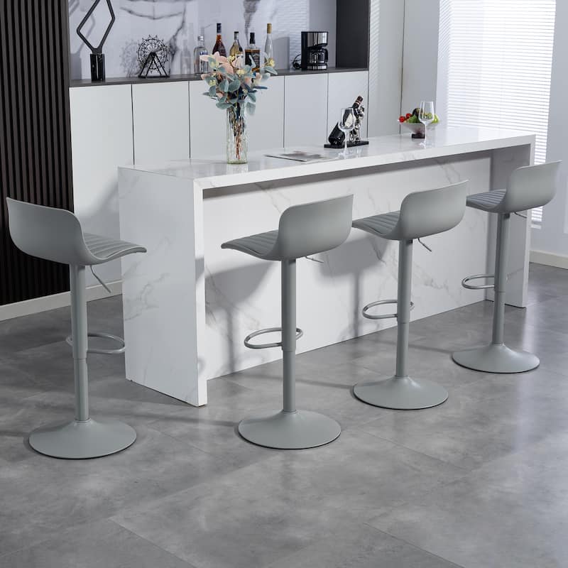 Bar Stools Set of 2 - Modern PU Leather Counter Height Barstools with Back, Height Adjustable Swivel Kitchen Island Chairs