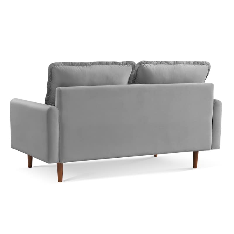 HomeRoots 69" Gray Velvet Sofa With Dark Brown Legs - 69