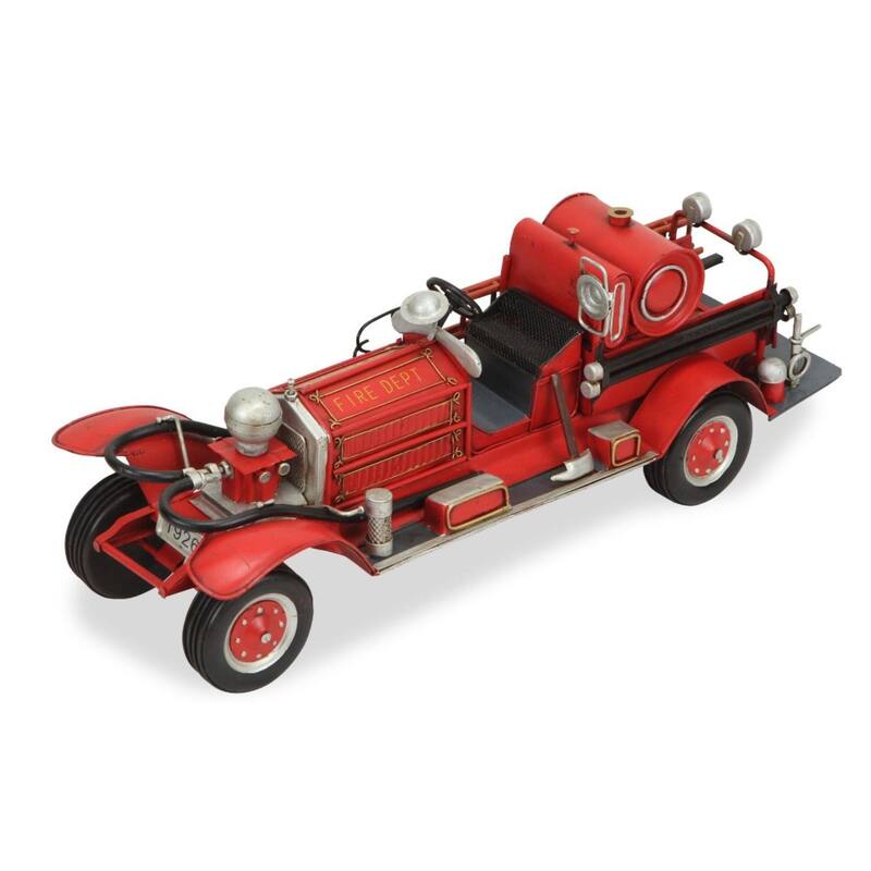 1920's Style Fire Truck Decoration - 16" - Red and Black