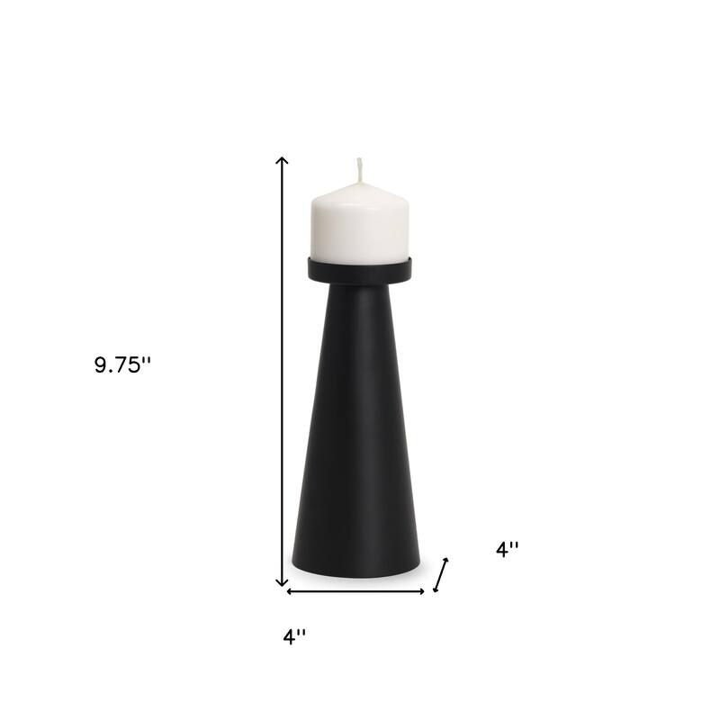 10" Black Metal Tabletop Pillar Candle Holder