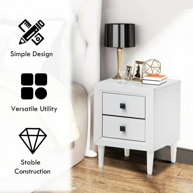 Versatile 2-Drawer Retro Bedside Table - Practical Nightstand for Any Room