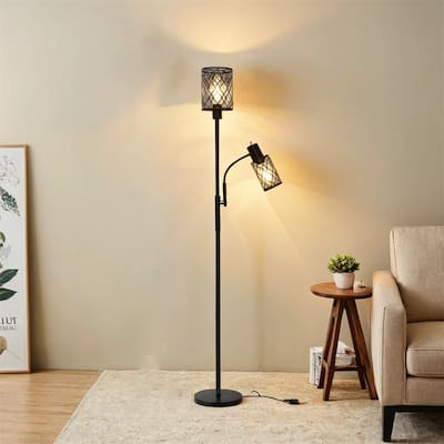72" Farmhouse Floor Lamps for Living room, Floor Lamp w/2 Edison Bulbs