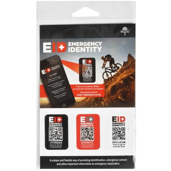 ECOS Emergency QR Code Identity Stickers - 3-Pack - Black - One size