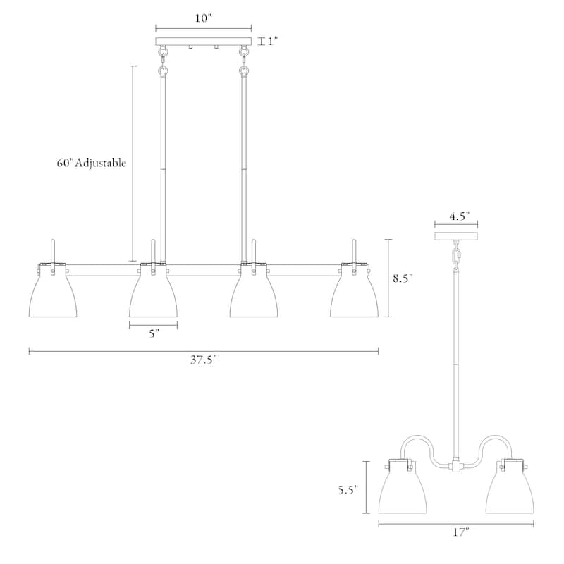 Modern 8-Light Rectangle Chandelier Glass Kitchen Island Lights - Black Nickel&Electroplated Copper - L37.4"xW17"xH8.7"