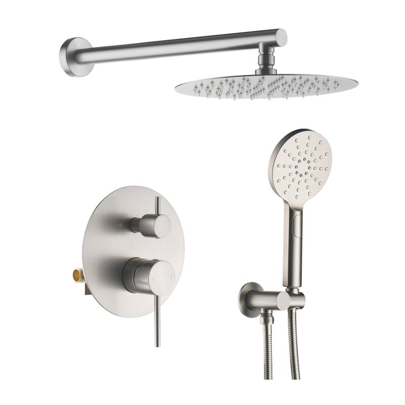 Circular Pressure Balanced 2-Function Shower System with Rough-In Valve - Brushed Nickel