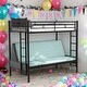 preview thumbnail 2 of 8, Twin over Full Stylish Contemporary Metal Bunk Bed, Multi-Function, Black