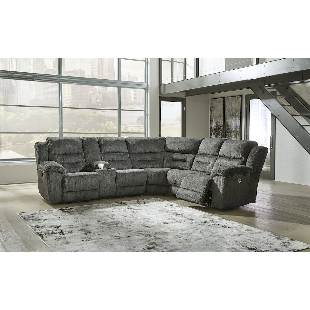 Signature Design by Ashley Nettington Gray 3-Piece Power Reclining Sectional - 121" W x 108" D x 42" H