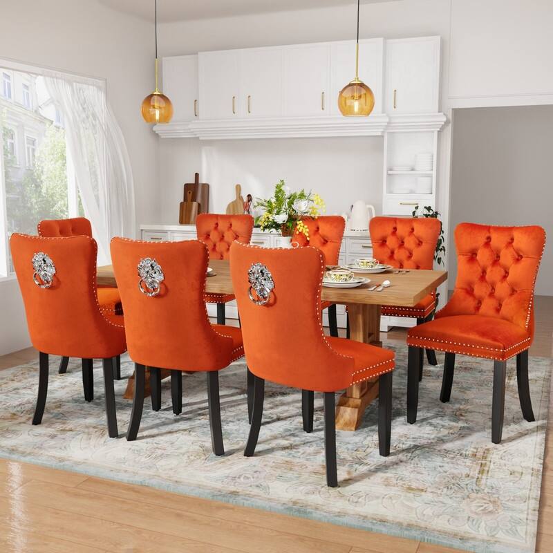 Tufted Naliheads Solid Wood Upholstered Dining Chairs (Set of 2)