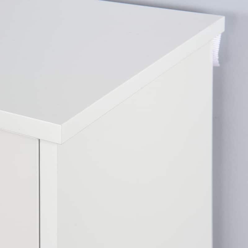 White Wooden Shoe Storage Cabinet with 3 Flip Doors - 9.45"W x 43.3"H x 20.94"D