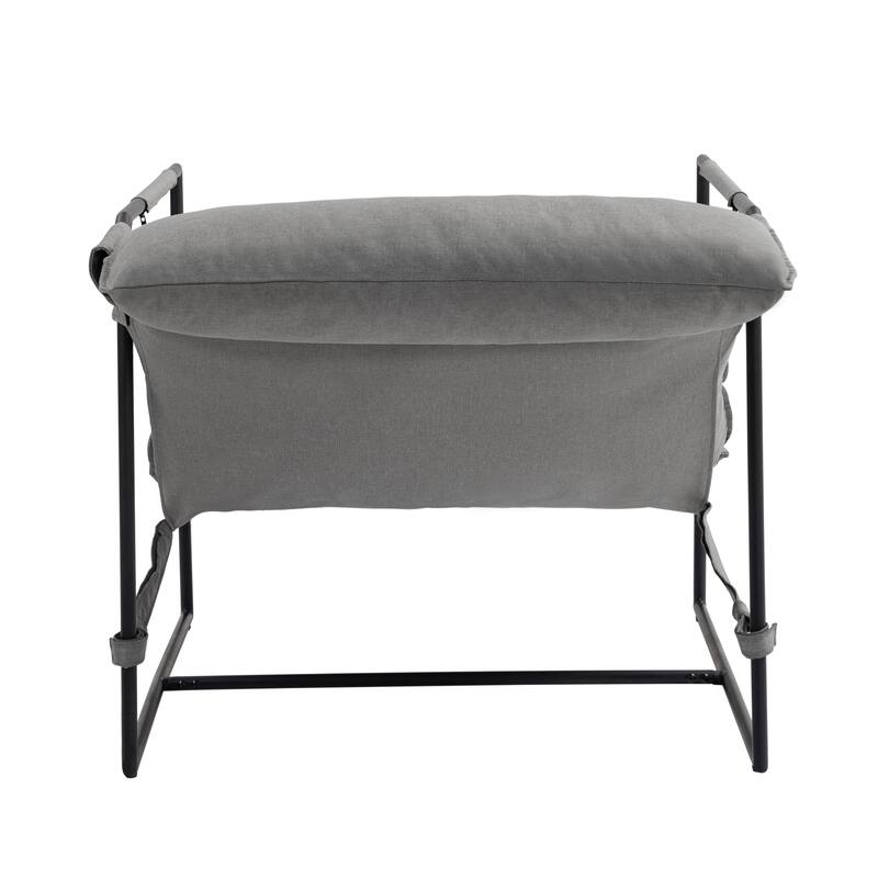 Metal Framed Sling Fabric Accent Chair Set of 2