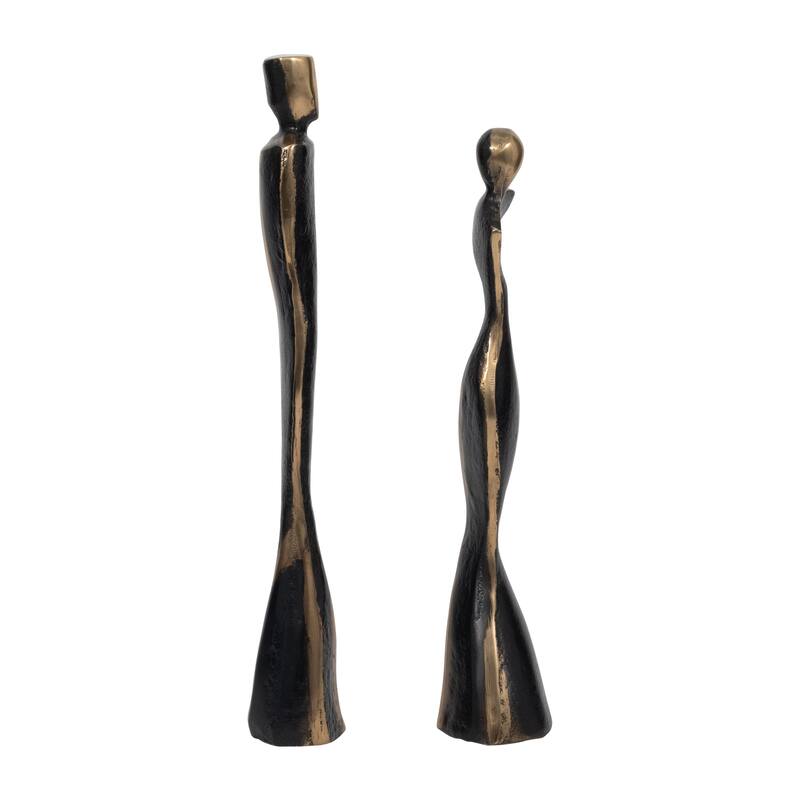 Sagebrook Home's 14/16" Torren Couple Statuary, Bronze, Set Of 2 - 3" x 3" x 16"