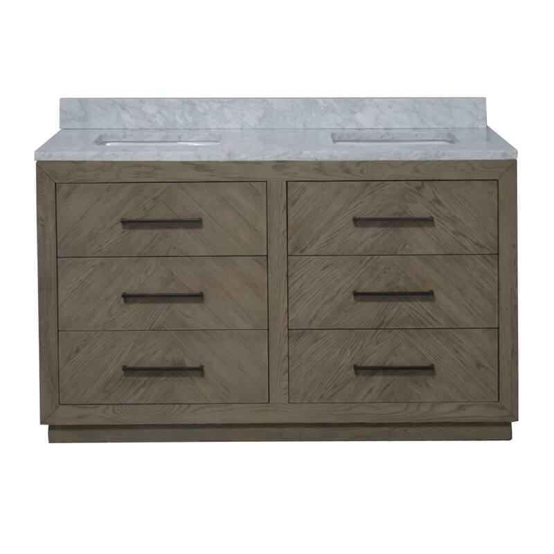 KitchenBathCollection Avery 60" Double Bathroom Vanity with Carrara Marble Top