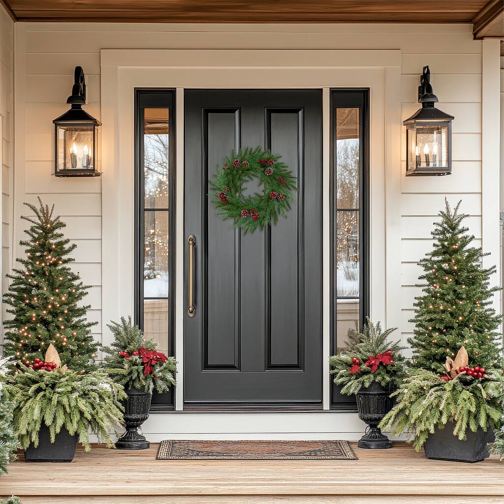 Real Touch™️ Wind River Fir with Glittered Pinecones Artificial Christmas Wreath - 24" - Unlit