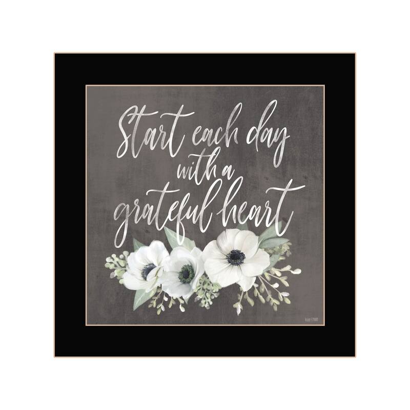 TrendyDecor4U Contemporary " Grateful Heart" Framed Print Wall Art - Black