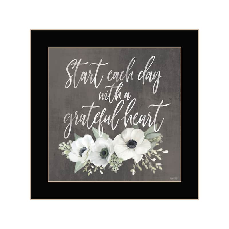 TrendyDecor4U Contemporary " Grateful Heart" Framed Print Wall Art - Black