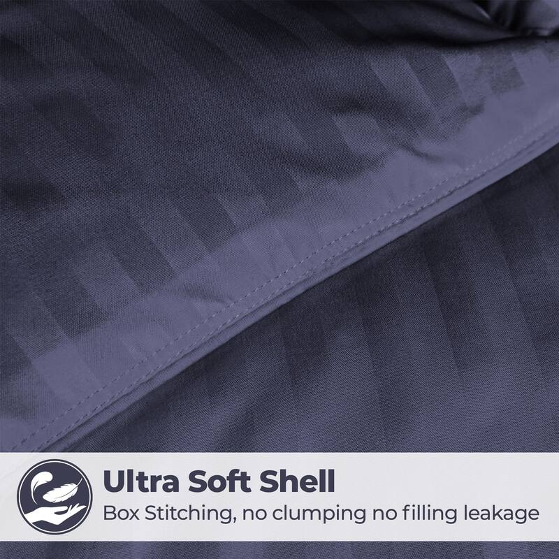 Superior 1 cm Striped Brushed Microfiber Reversible Down Alternative Comforter