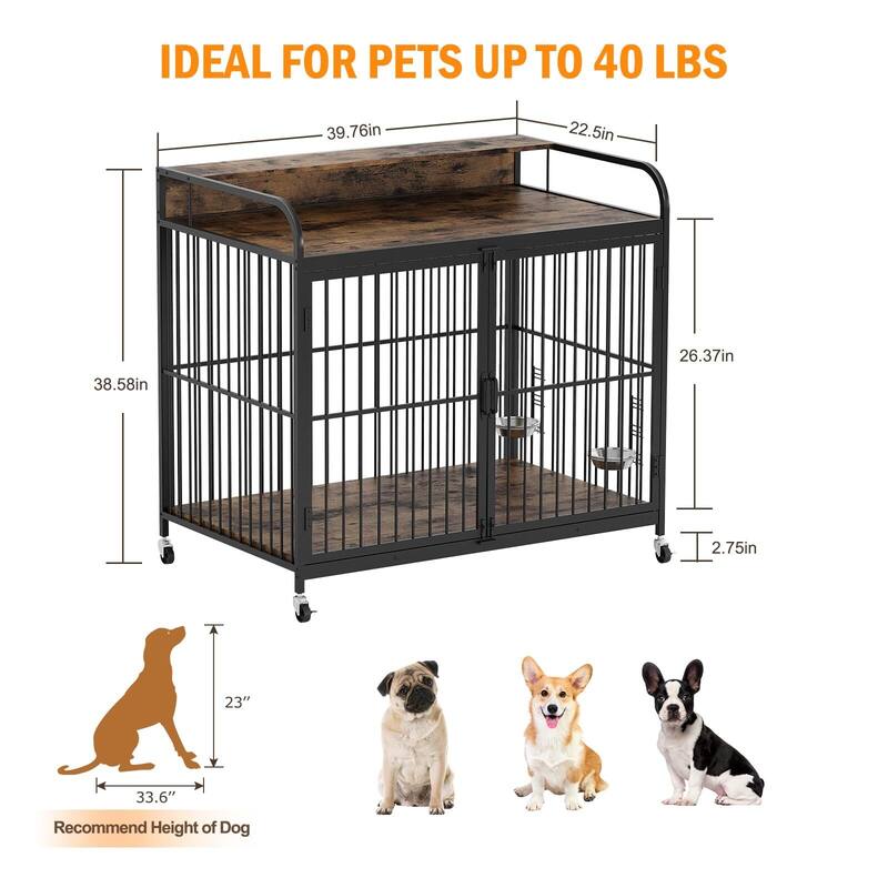 Large Wooden Dog Crate Furniture End Table Heavy Duty Dog Kennel Indoor