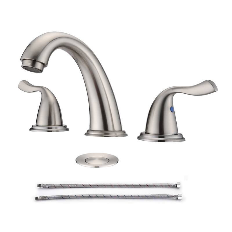 Modern 2 Handle Bathroom Sink Faucet with Aerator, Corrosion and Rust Resistant, Anti Fingerprint, 3 Holes