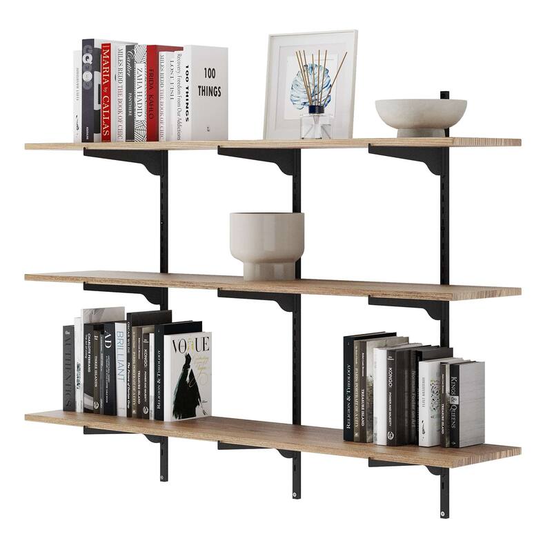 Wallniture Turin 48" Wall Mounted Shelves with Adjustable Brackets, Floating, Farmhouse & Boho Decor 2,3 or 4 Tier Options