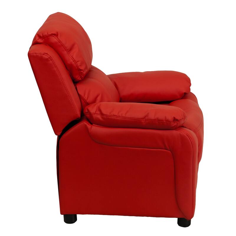 Deluxe Padded Contemporary Kids Recliner with Storage Arms
