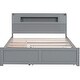 preview thumbnail 9 of 11, Queen Size Storage Bed Wood Platform Bed Frame with LED Light Headboard, 2 Pull-out Drawers and Twin Size Trundle, Gray
