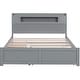 preview thumbnail 9 of 11, Queen Size Wood Storage Platform Kids Bed Frame with LED Headboard, Twin Size Trundle, and 2-Drawers, Easy to Assemble, Grey