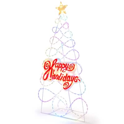Gymax 5.6FT Pre-lit Christmas Tree 6 Lighting Modes Indoor Outdoor
