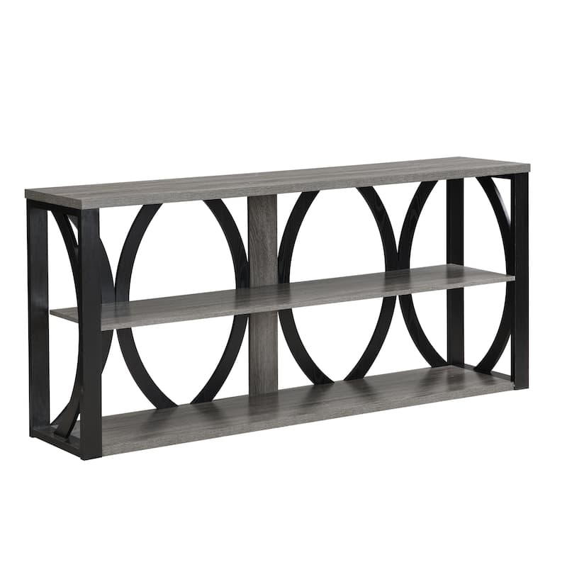 70.87" MDF Round Frame 3-Tier Console Table With Spacious Shelves For Living Room