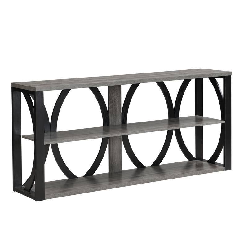 console table with open storage shelf