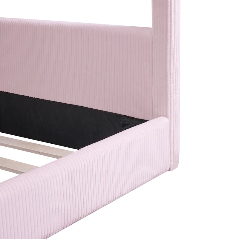 Full-Size Upholstered House Daybed with LED Light Strips by Harper&Bright Designs