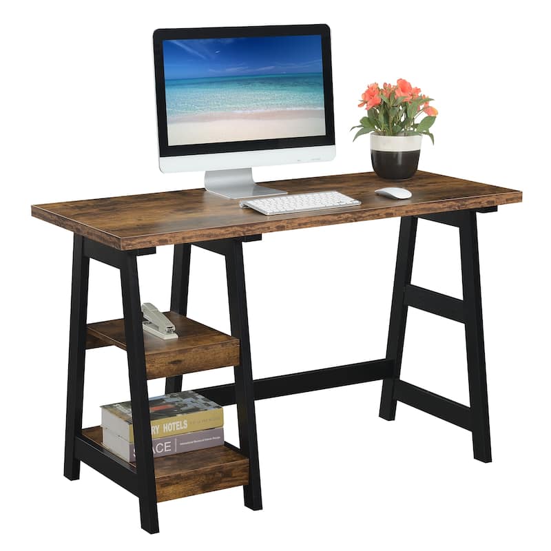 Convenience Concepts Designs2Go Trestle Desk with Shelves