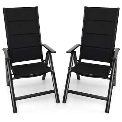 Gymax Set of 2 Patio Folding Chairs Lightweight Outdoor Dining Chairs