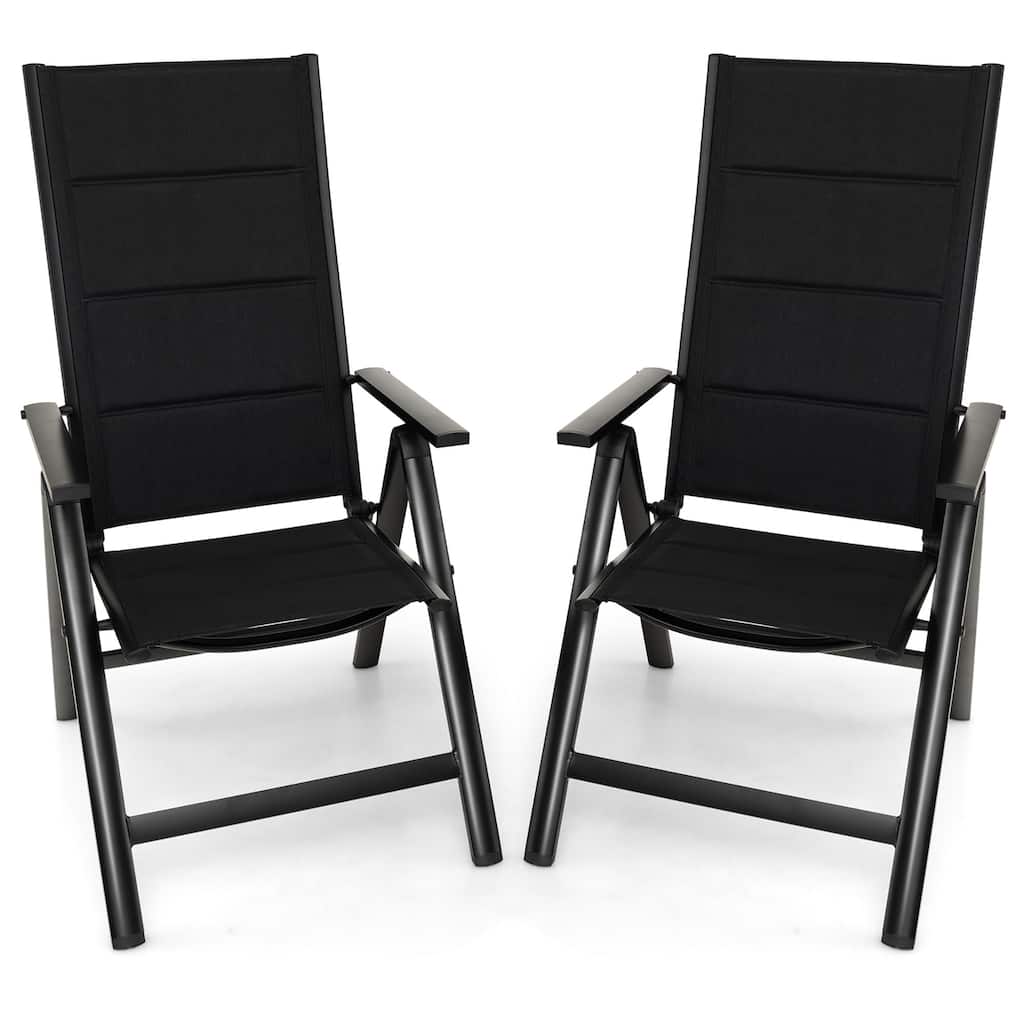 Gymax Set of 2 Patio Folding Chairs Lightweight Outdoor Dining Chairs