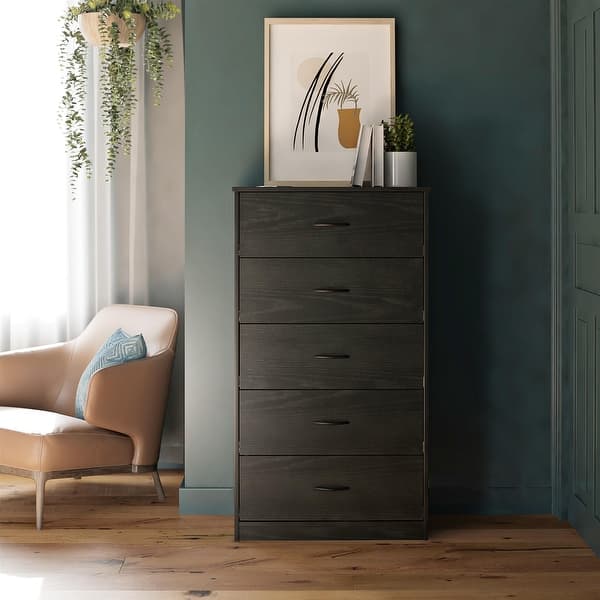 Classic 5 Drawer Dresser, Black Oak - Bed Bath & Beyond - 36139099