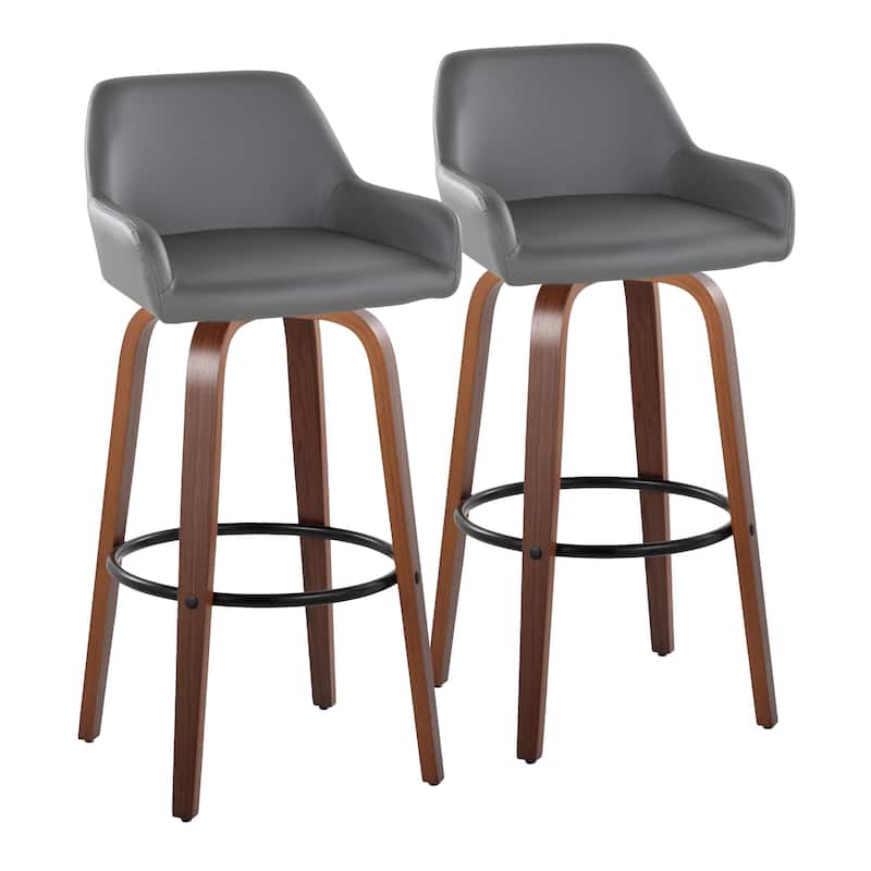 Porch & Den Galotti 30" Fixed-Height Bar Stool with Bent Wood Legs & Round Footrest (Set of 2)