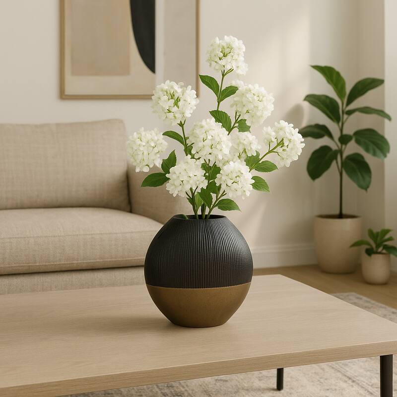 Modern Round Metal Table Vase - Flower Vase - Bronze/Copper - 10.75"