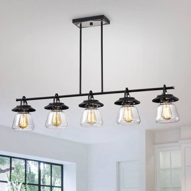 Black and Brushed Nickel 5-Light Linear Kitchen Island Lighting