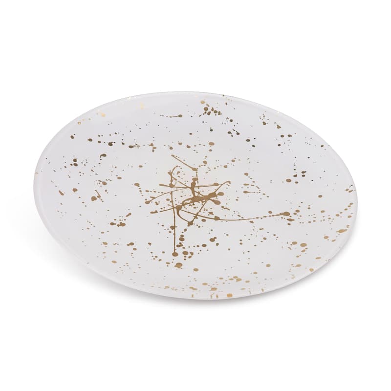 Alice Pazkus Set Of Four Opaque White Chargers With Splashy Gold Design