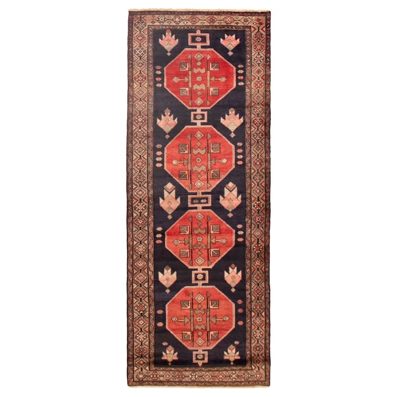 ECARPETGALLERY Hand-knotted Konya Anatolian Dark Navy Wool Rug - 3'7 x 9'3 - Dark Navy - 3'7 x 9'3