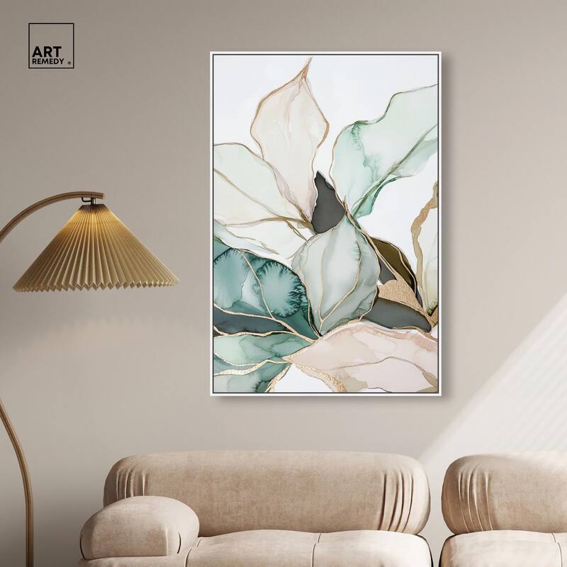 Pastel Leaves with Gold III Canvas by Art Remedy