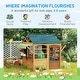 preview thumbnail 4 of 6, Qaba Foldable Outdoor Playhouse, Wooden Kids Cottage with Windows, Working Door, Snack Bars, for Kids 3-8 Years