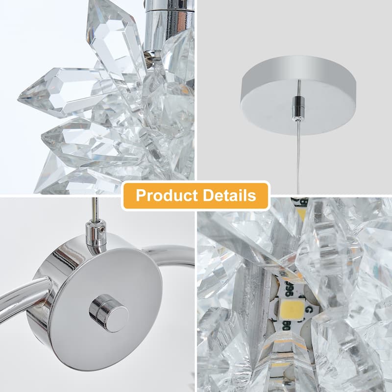 Modern Crystal Chandelier Bedside Lamp LED Hanging Bar Lighting - N/A