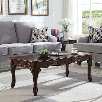 Traditional Dark Cherry Finish Wood Coffee Table