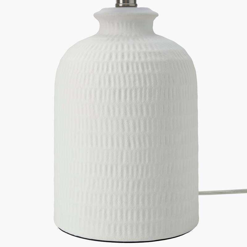Nourison 24" White Textured Ceramic Farmhouse Table Lamp