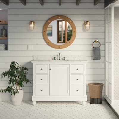 KitchenBathCollection Bella 42" Bathroom Vanity with Engineered Marble Top