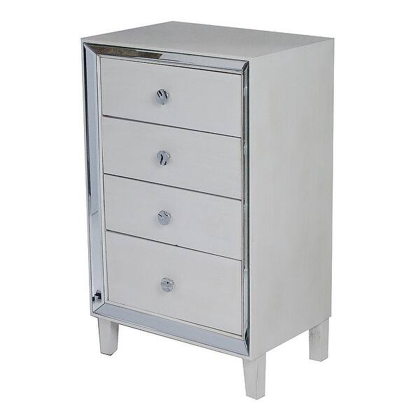 Shop 4 Drawer Cabinet W Mirror Accents Mdf Wood Mirrored Glass