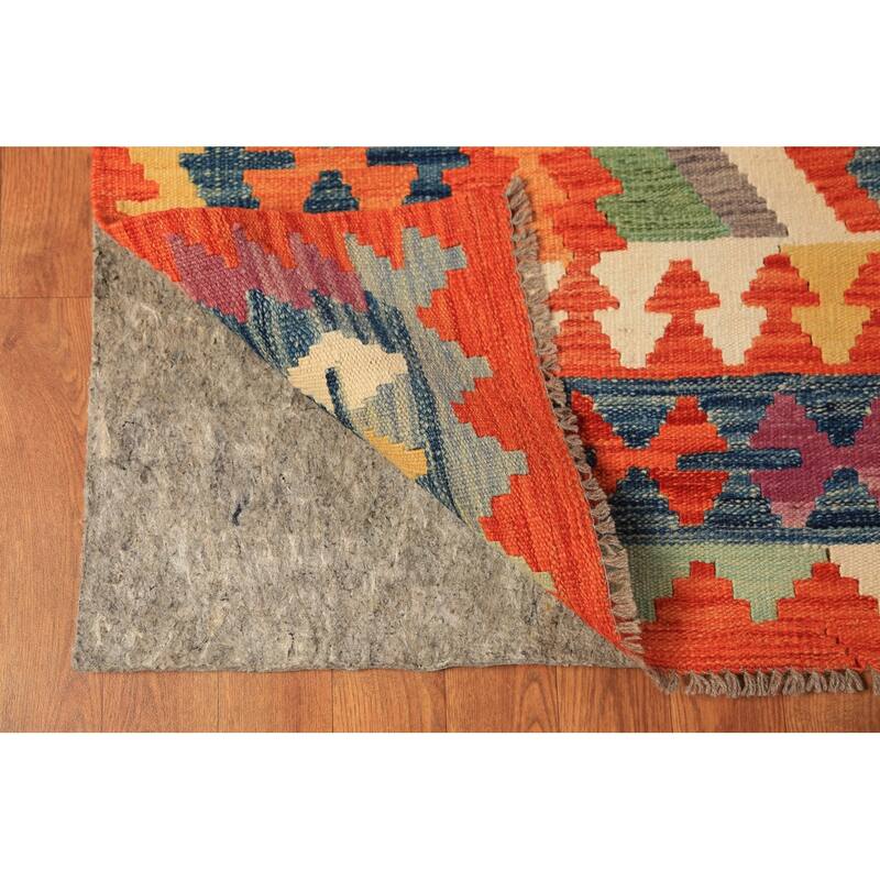Colorful Kilim Oriental Area Rug Hand-Woven Wool Carpet - 8'5"x 9'9"